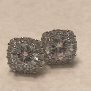Primrose sterling silver cubic zirconia rounded square stud earrings